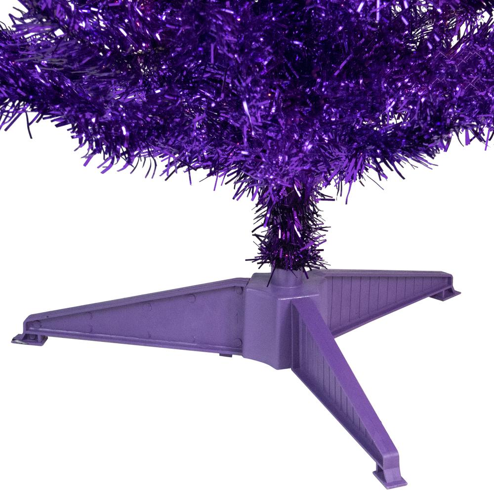 4' Purple Artificial Tinsel Christmas Tree  Unlit. Picture 3