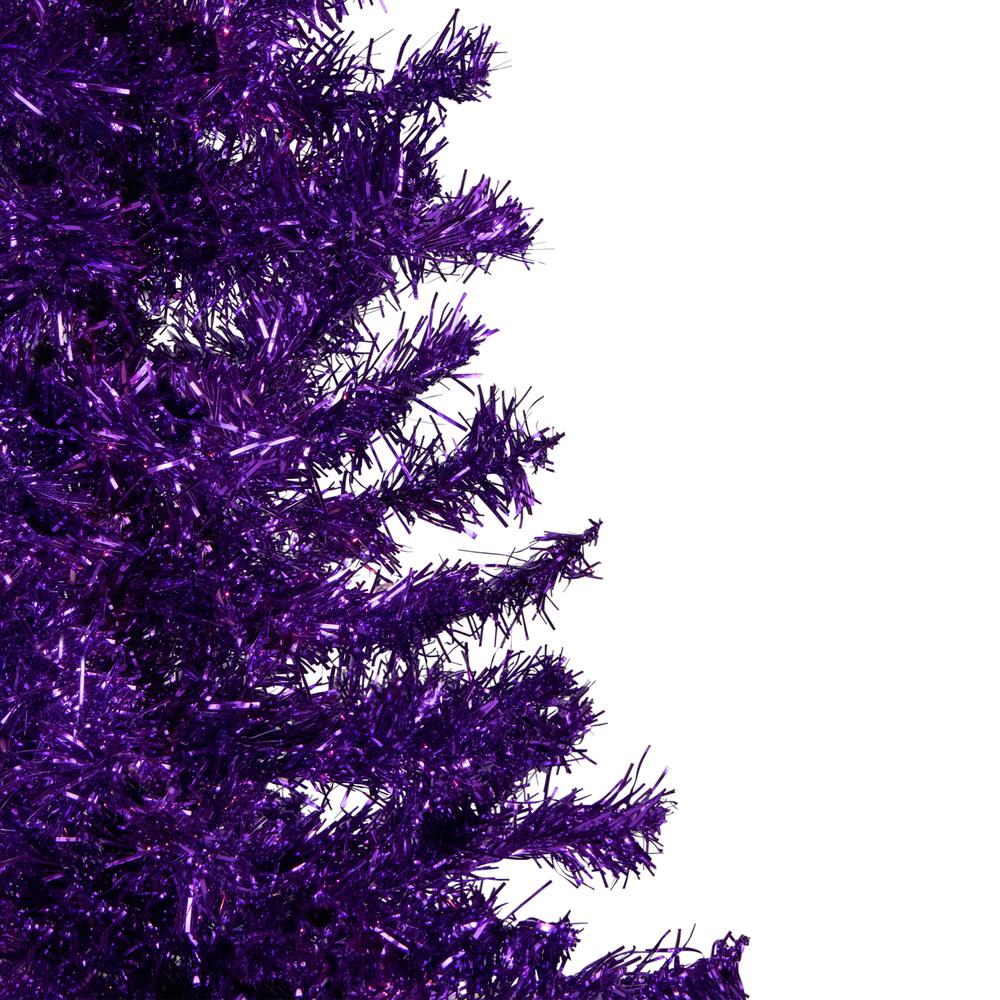 4' Purple Artificial Tinsel Christmas Tree  Unlit. Picture 2