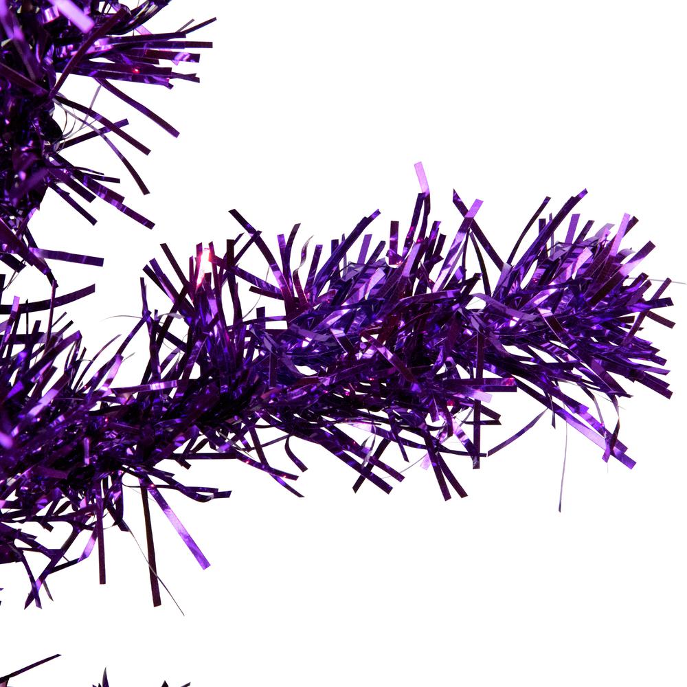 4' Purple Artificial Tinsel Christmas Tree  Unlit. Picture 4