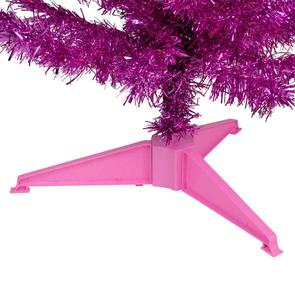 4' Pre-Lit Pink Artificial Tinsel Christmas Tree  Clear Lights. Picture 5
