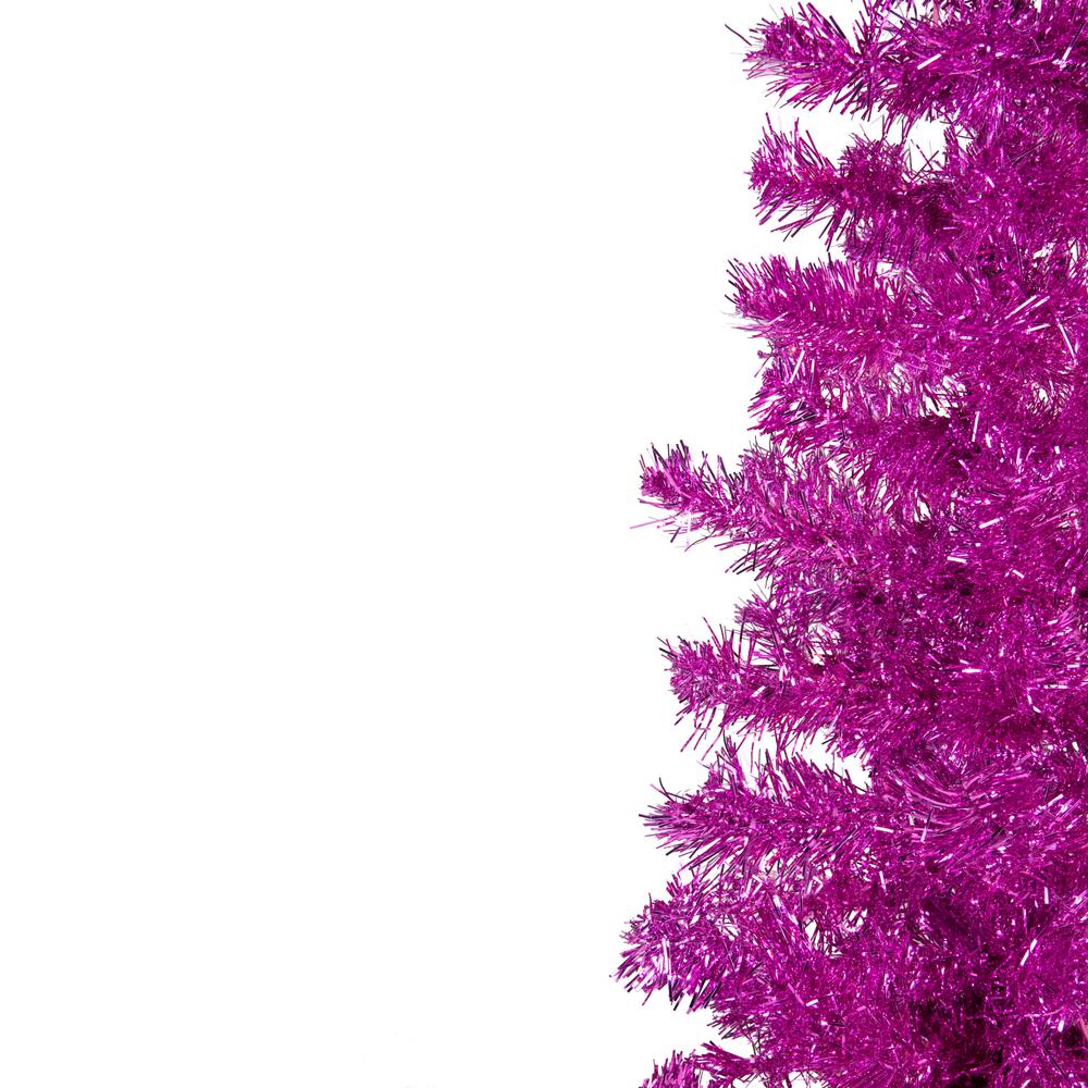 4' Pink Artificial Tinsel Christmas Tree  Unlit. Picture 4