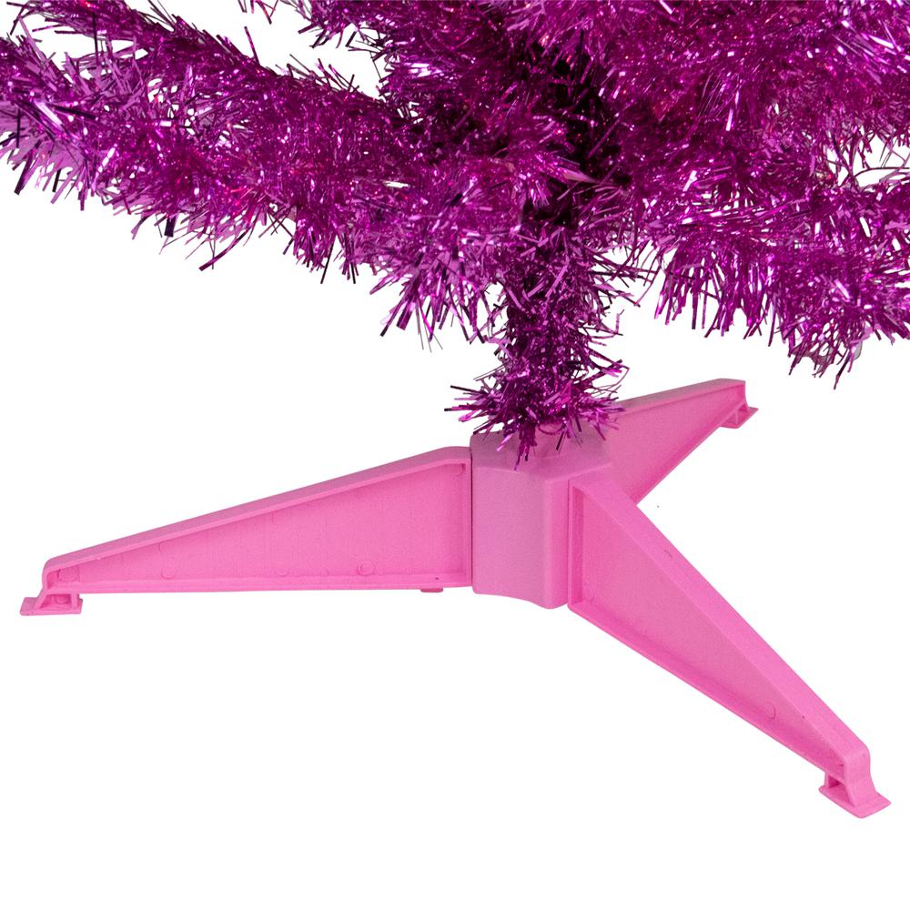 4' Pink Artificial Tinsel Christmas Tree  Unlit. Picture 5