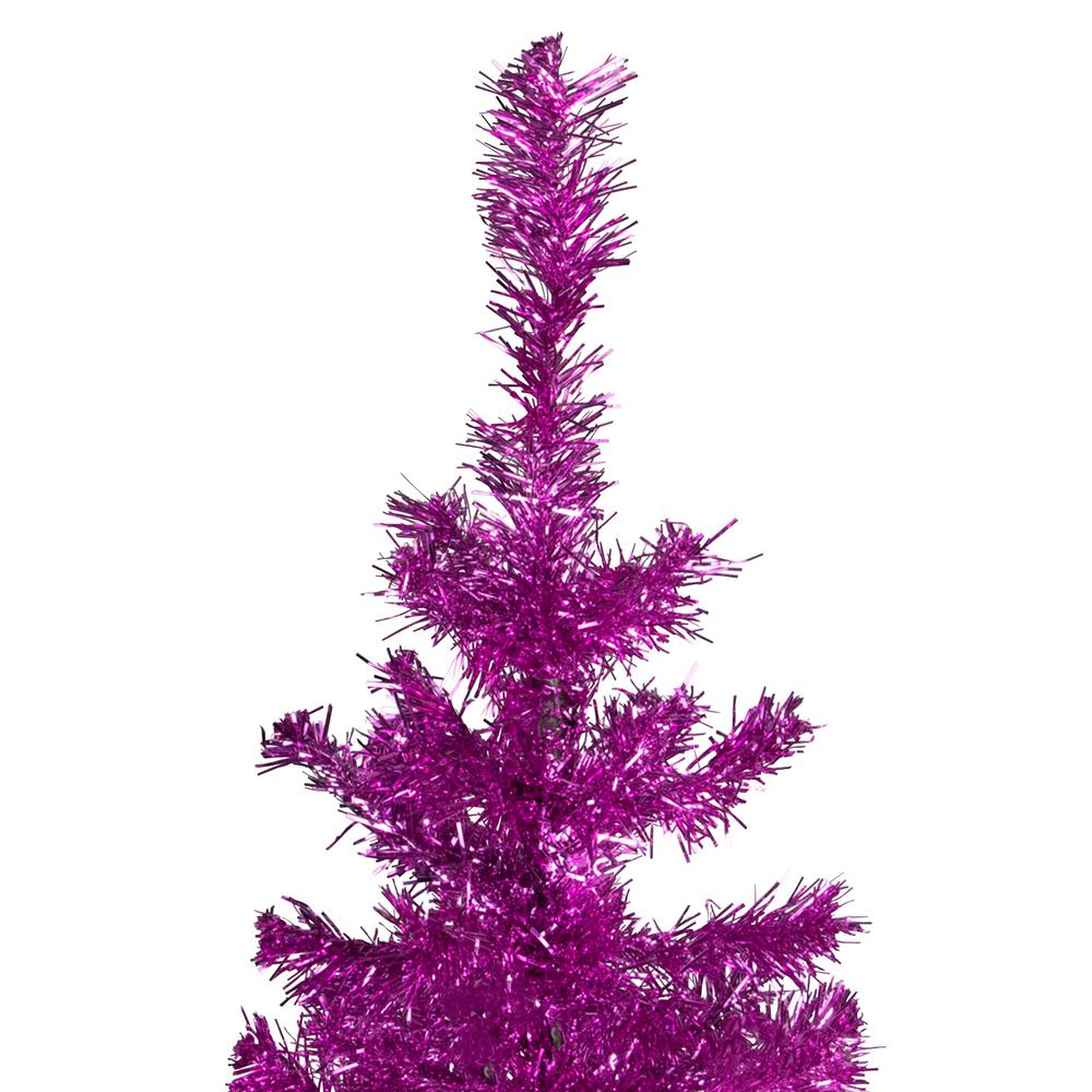 4' Pink Artificial Tinsel Christmas Tree  Unlit. Picture 3