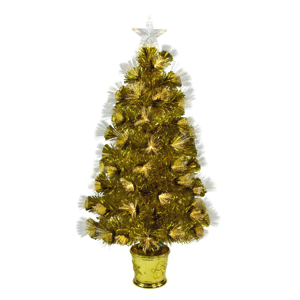 3' Pre-Lit Gold Fiber Optic Artificial Christmas Tree  White Lights. The main picture.