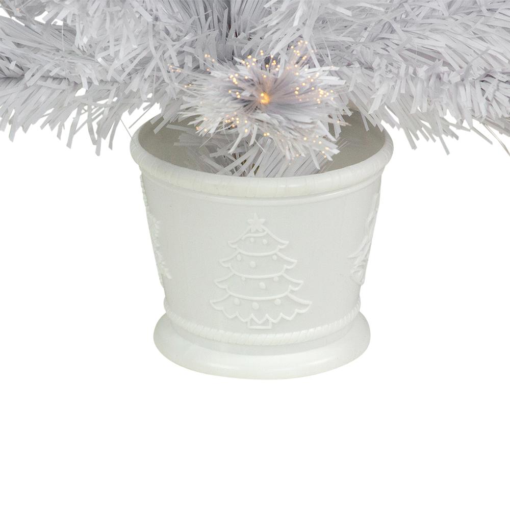 3' Pre-Lit White Fiber Optic Artificial Christmas Tree  Warm White Lights. Picture 5