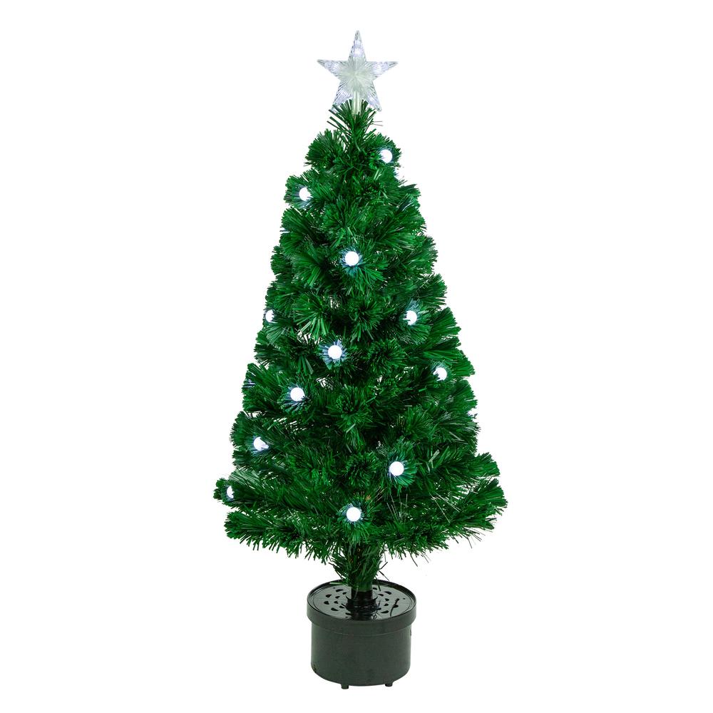 3' Pre-Lit Color Changing Fiber Optic Artificial Christmas Tree with Balls. Picture 1