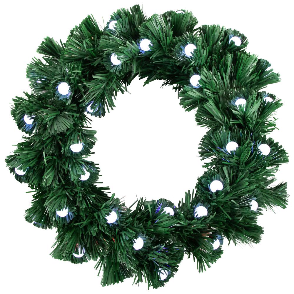 Color Changing Fiber Optic Globe Lights Artificial Christmas Wreath 12-Inch. Picture 1
