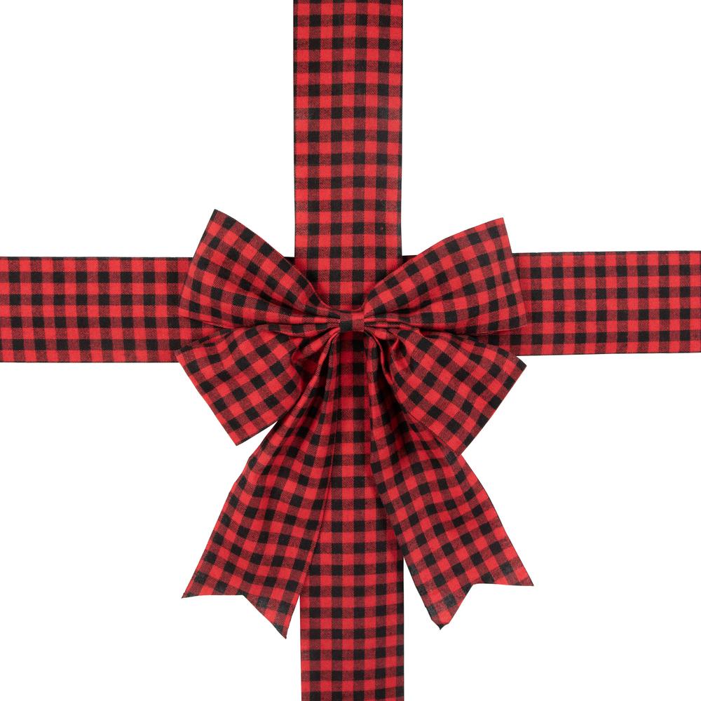 14' Red Buffalo Plaid Christmas Door Bow. Picture 1