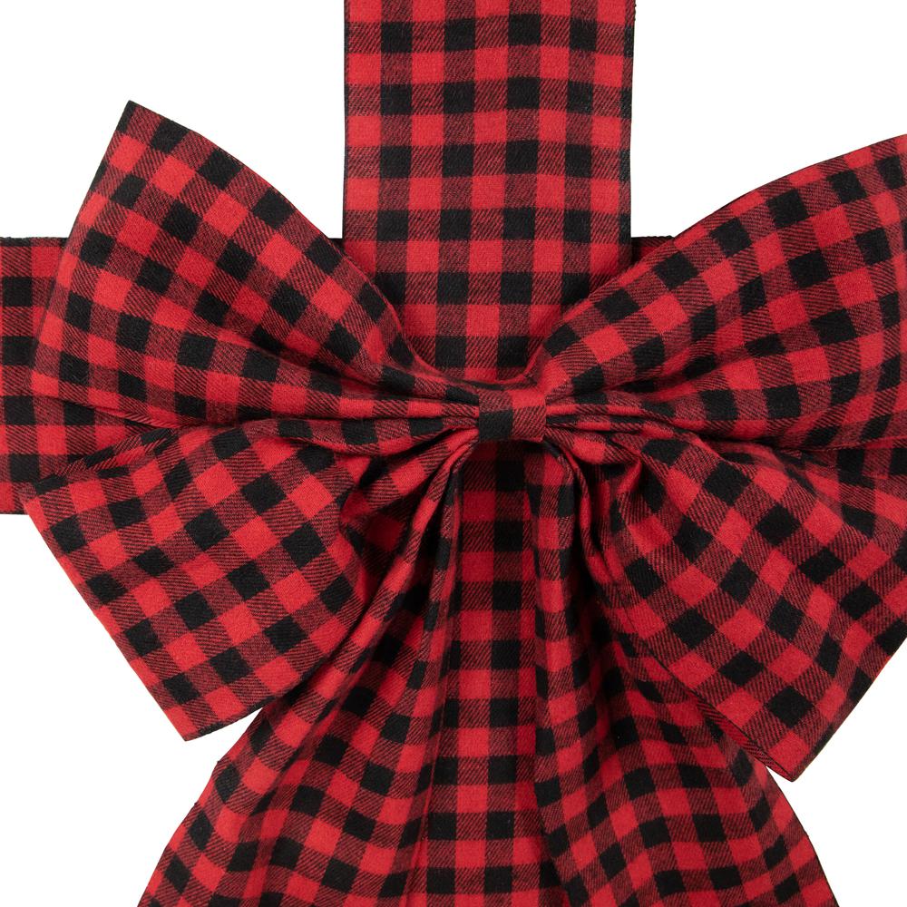 14' Red Buffalo Plaid Christmas Door Bow. Picture 4