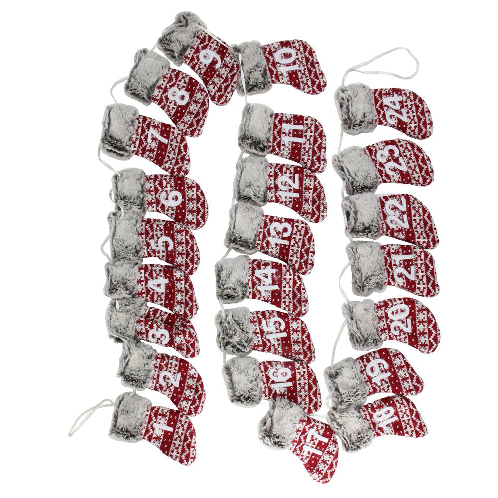 7.8' x 5" Red and Gray Countdown Christmas Stocking Garland - Unlit. Picture 2