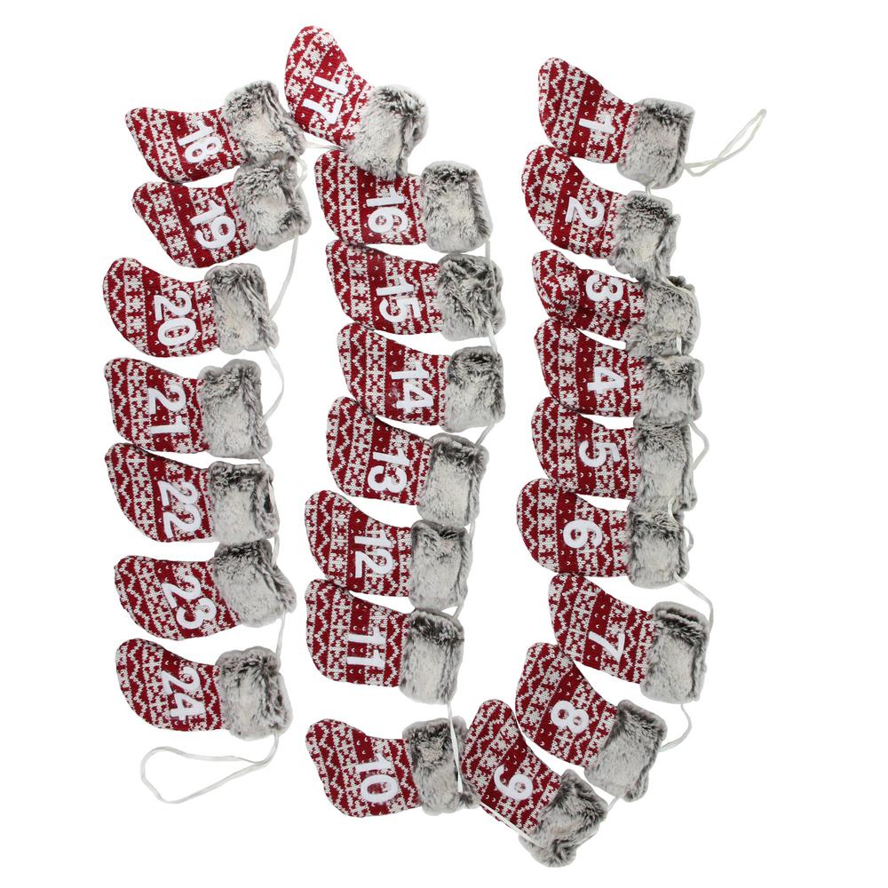 7.8' x 5" Red and Gray Countdown Christmas Stocking Garland - Unlit. Picture 3