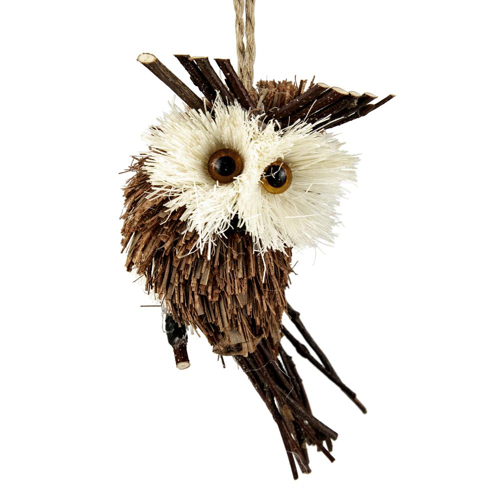 Set 3 Sisal and Twig Owl Christmas Ornaments  3.5". Picture 4
