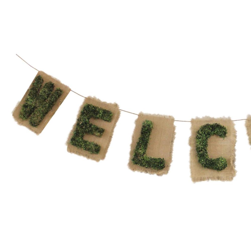 6' Brown and Green "Welcome" Hanging Wall Decor. Picture 2