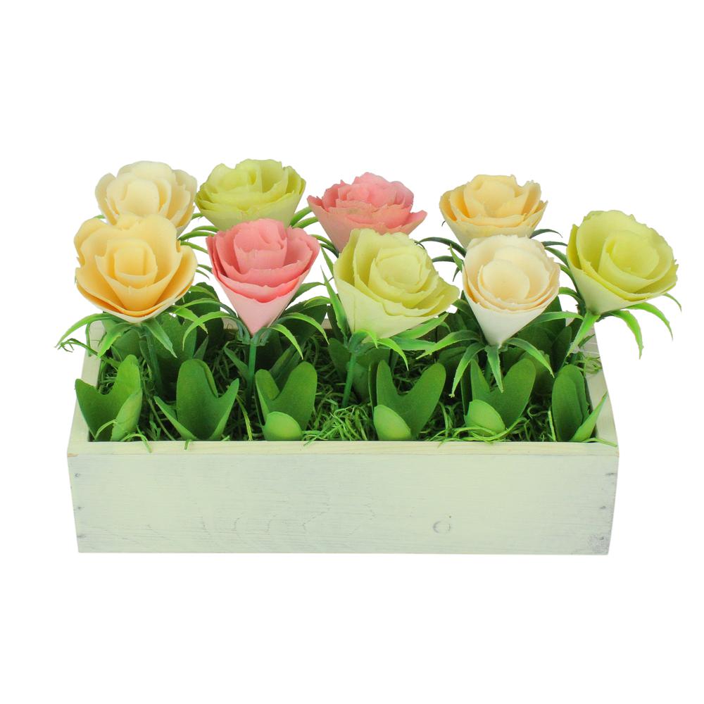 9.5" Yellow and White Potted Springtime Artificial Flowers. Picture 1