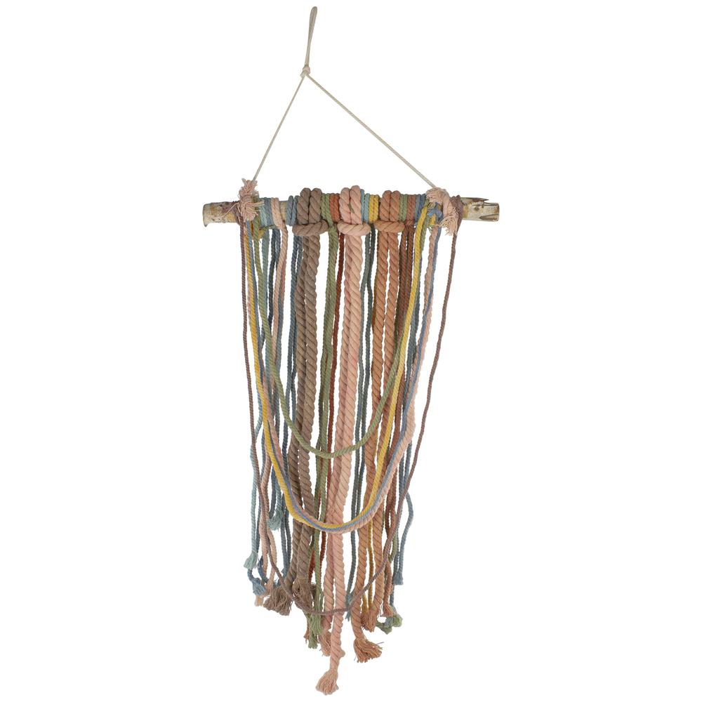 31" Rustic Knotted Rope Shade on Birch Branch Wall Art Decoration. Picture 1