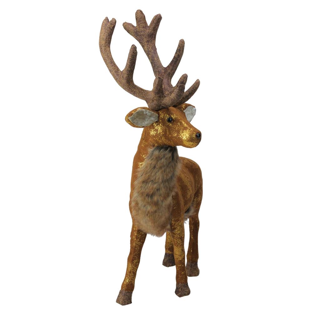 24" Brown and Gold Standing Reindeer Christmas Tabletop Figure. Picture 2