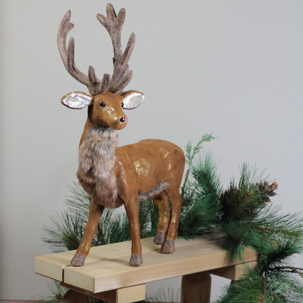 24" Brown and Gold Standing Reindeer Christmas Tabletop Figure. Picture 3
