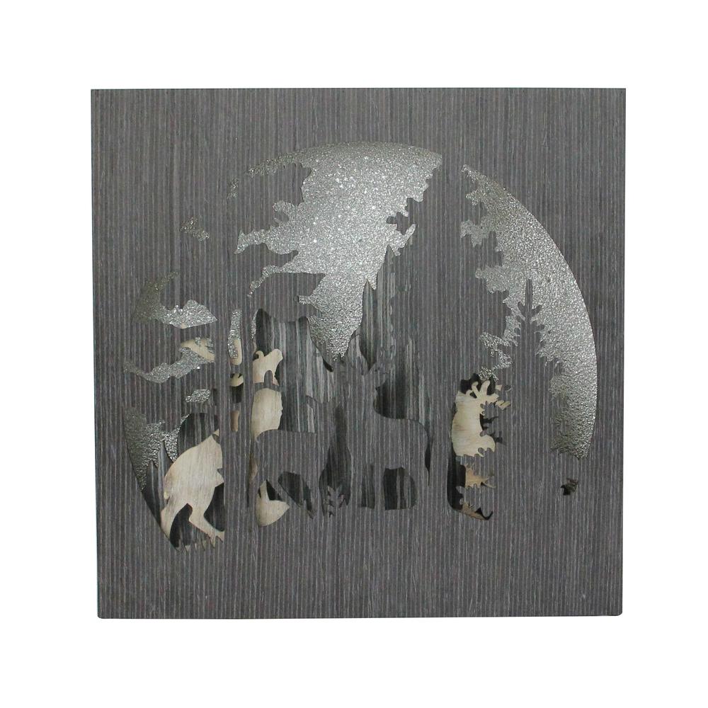 13.75" Glittered Winter Woodland Deer Christmas Shadow Box Table Decoration. Picture 1
