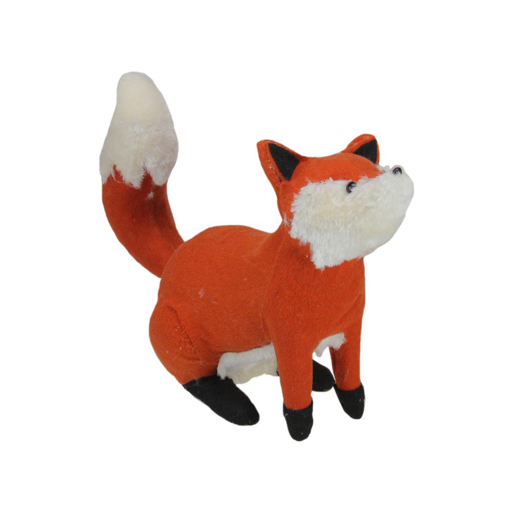 15.75" Orange and Cream Plush Sitting Fox Fall Tabletop Decor. Picture 1