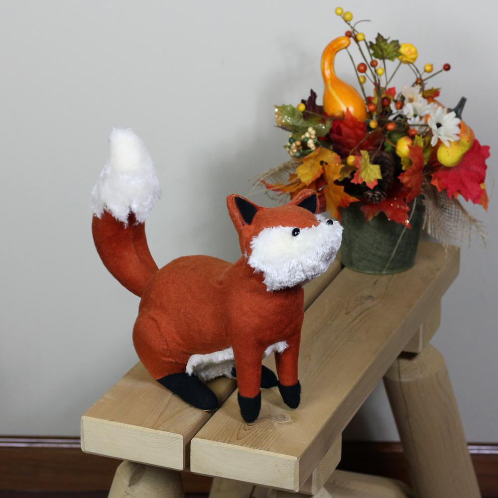 15.75" Orange and Cream Plush Sitting Fox Fall Tabletop Decor. Picture 3