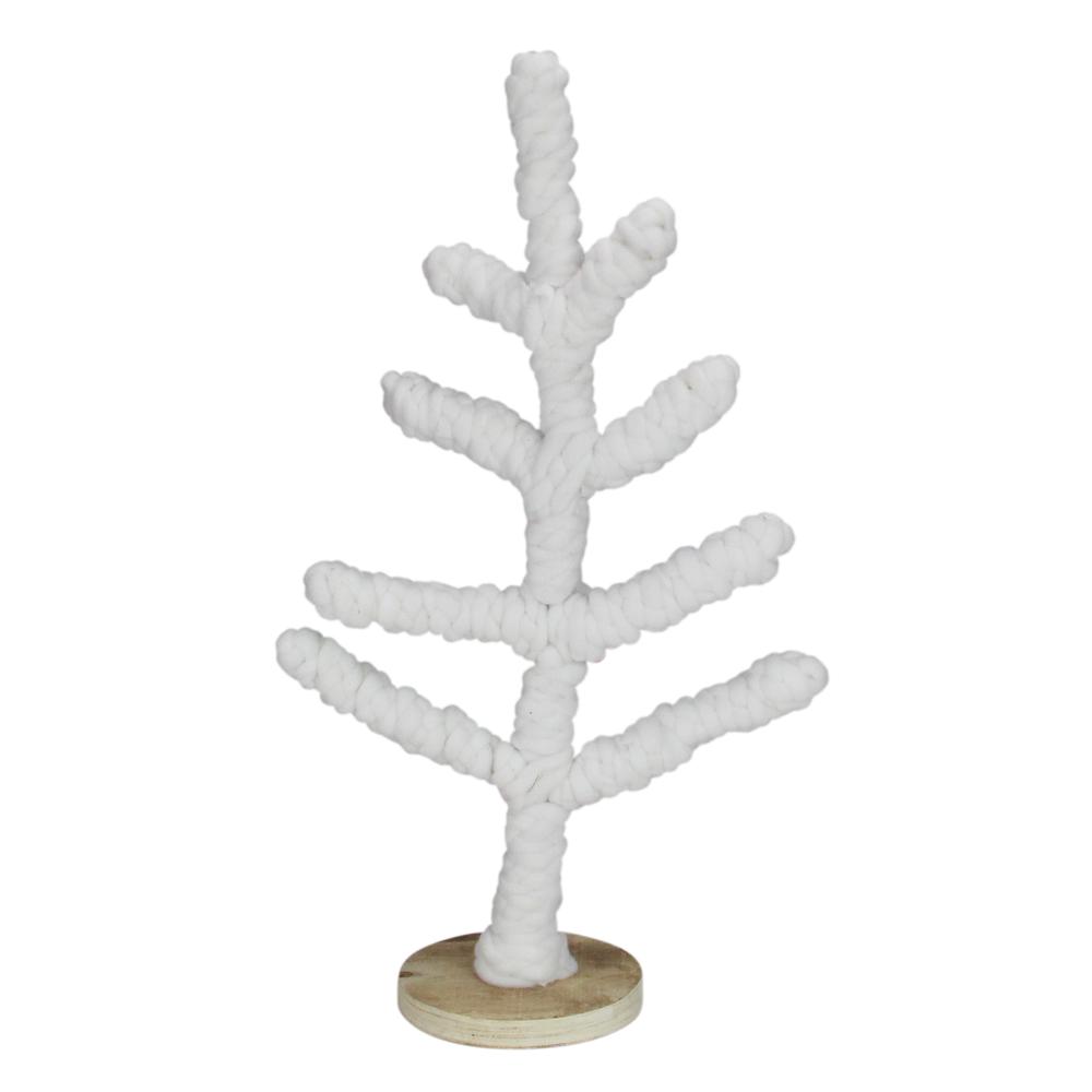 19.5"  White Yarn Wrapped Table Top Christmas Tree. Picture 1