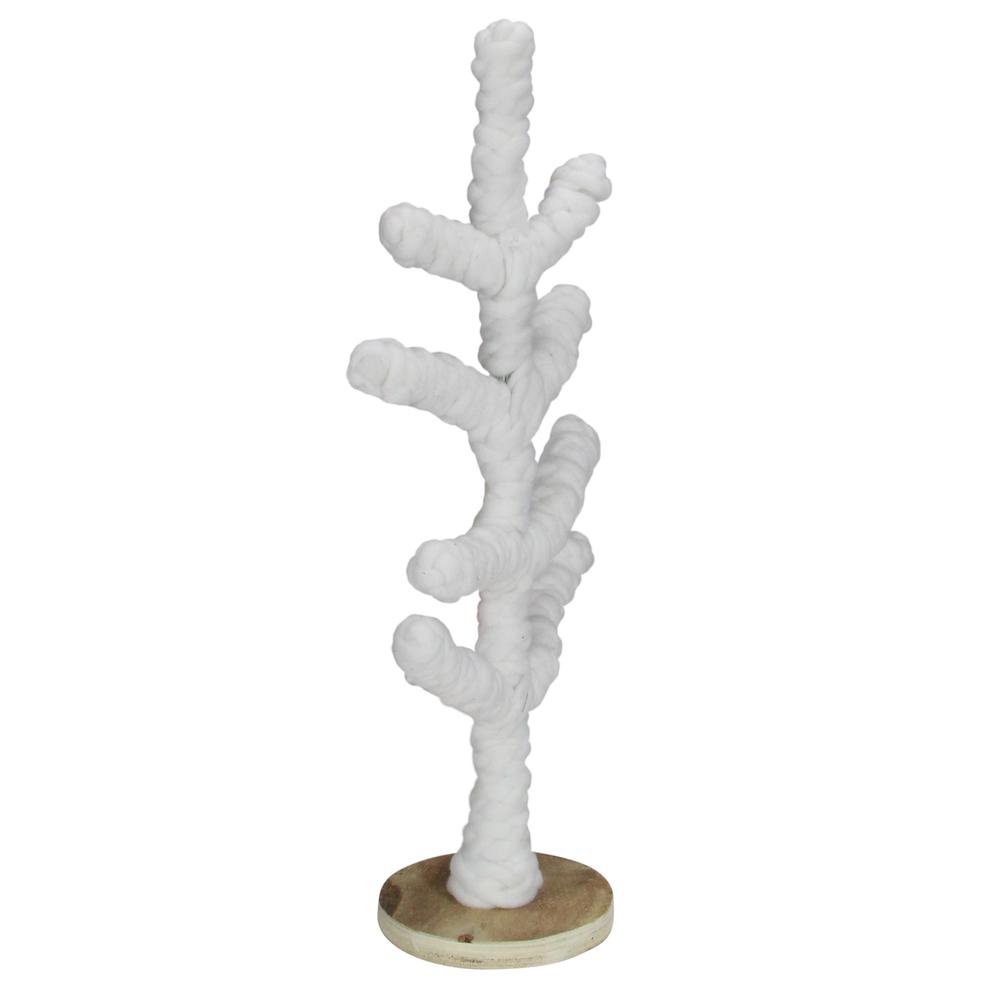 19.5"  White Yarn Wrapped Table Top Christmas Tree. Picture 4