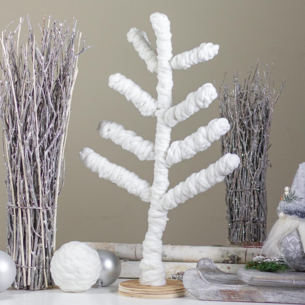 19.5"  White Yarn Wrapped Table Top Christmas Tree. Picture 2