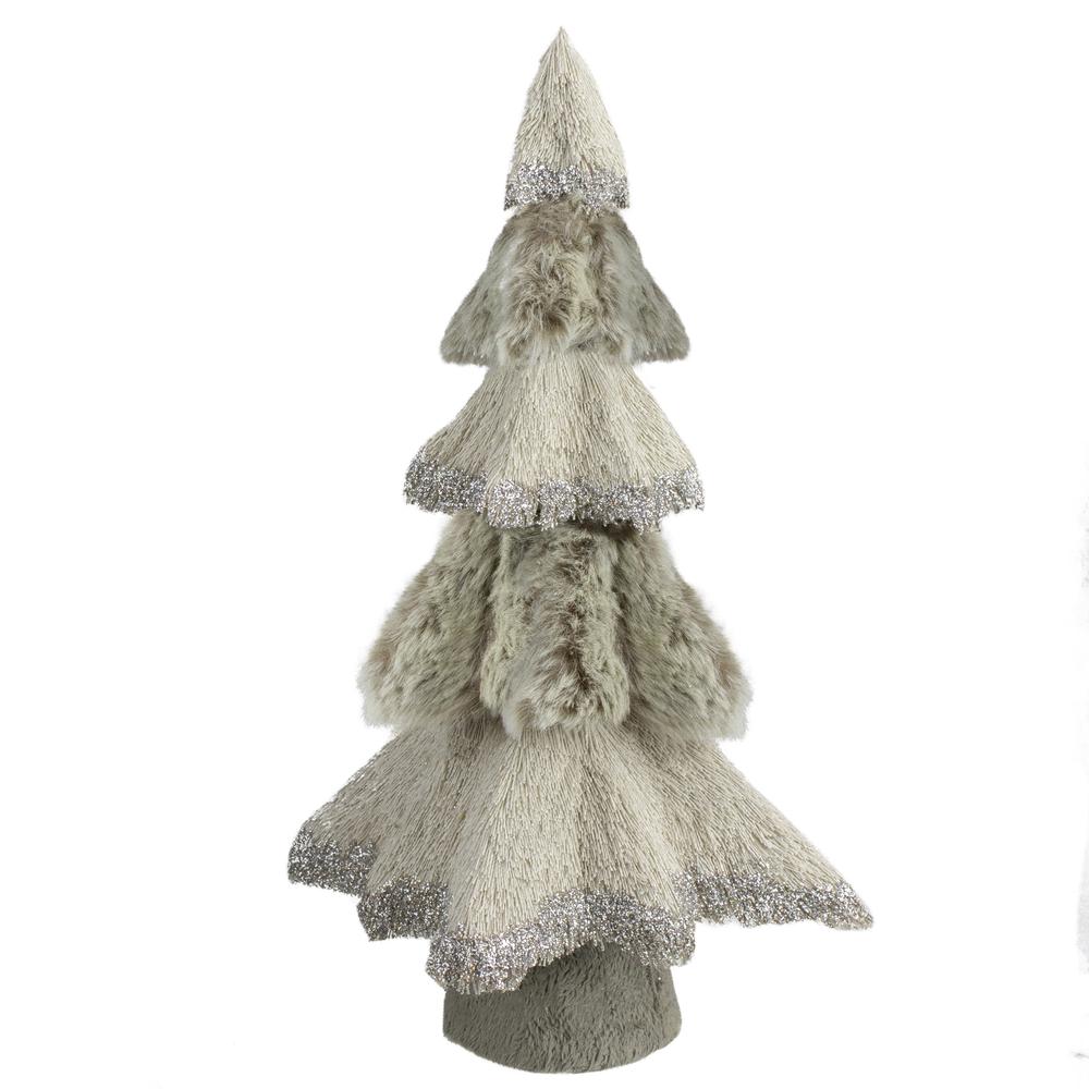 20" Multi Textured Triangular Table Top Christmas Tree with Glitter. Picture 1