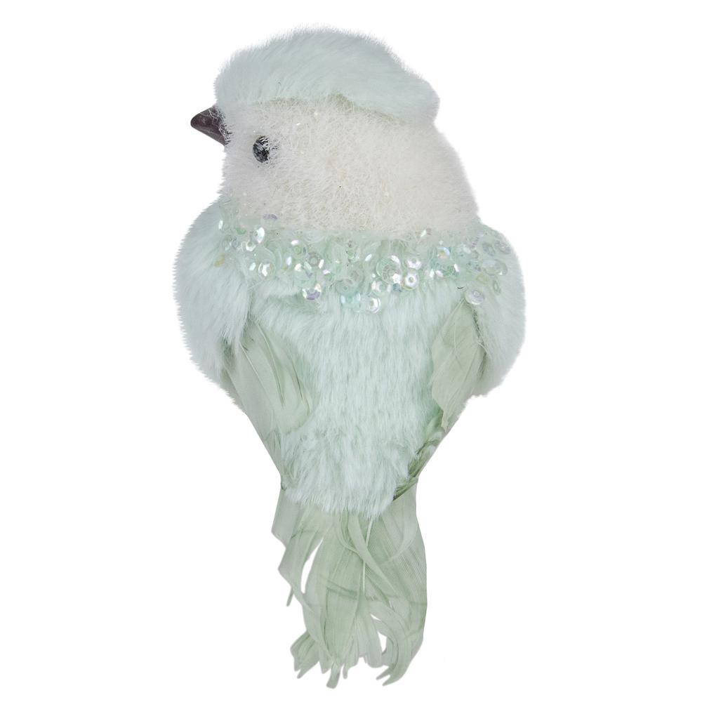 3.5" Light Green Table Top Christmas Bird with Sequins. Picture 4