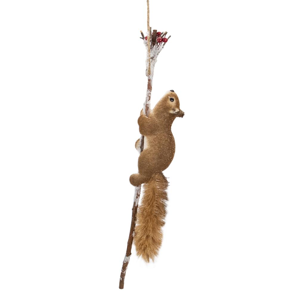 20" Climbing Squirrel on a Frosted Branch Christmas Decoration. Picture 1