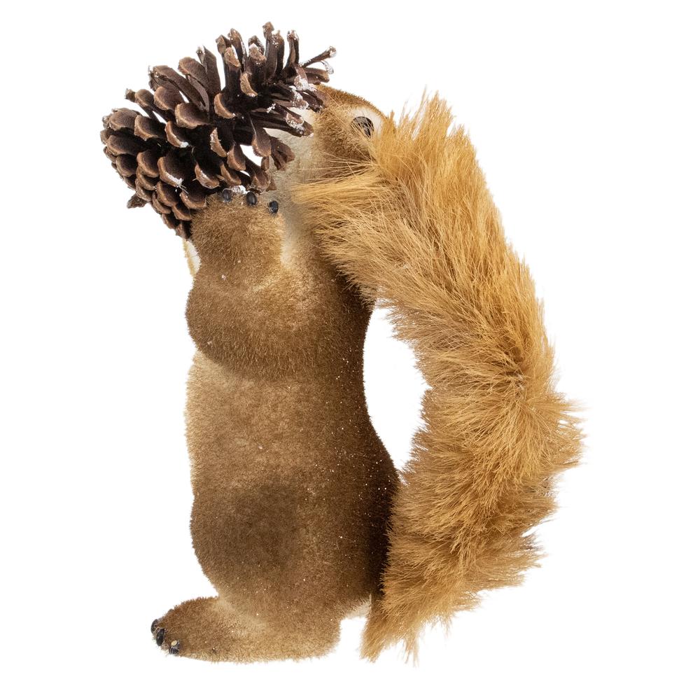 13" Standing Forest Squirrel Table Top Christmas Figure Holding a Pine Cone. Picture 4