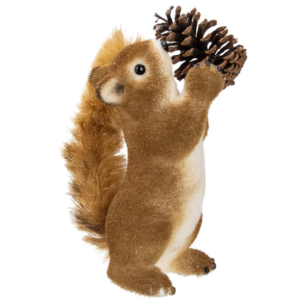 13" Standing Forest Squirrel Table Top Christmas Figure Holding a Pine Cone. Picture 3