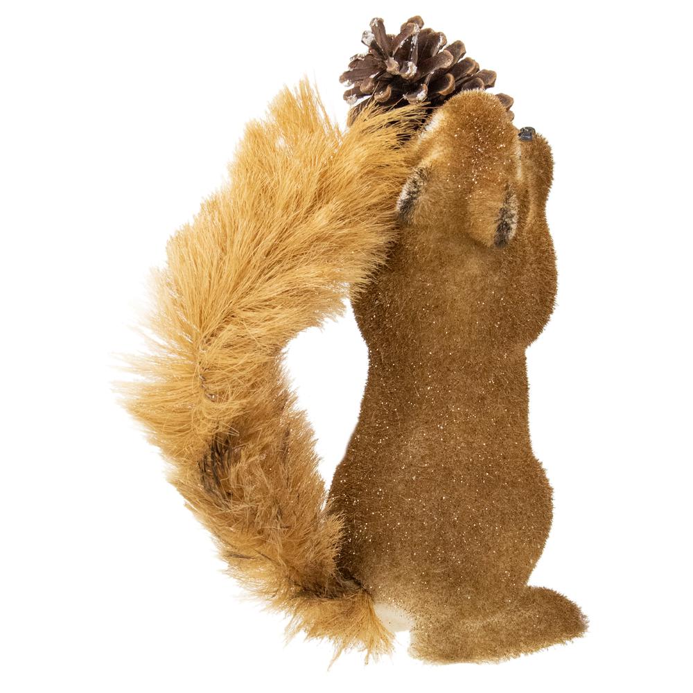 13" Standing Forest Squirrel Table Top Christmas Figure Holding a Pine Cone. Picture 5