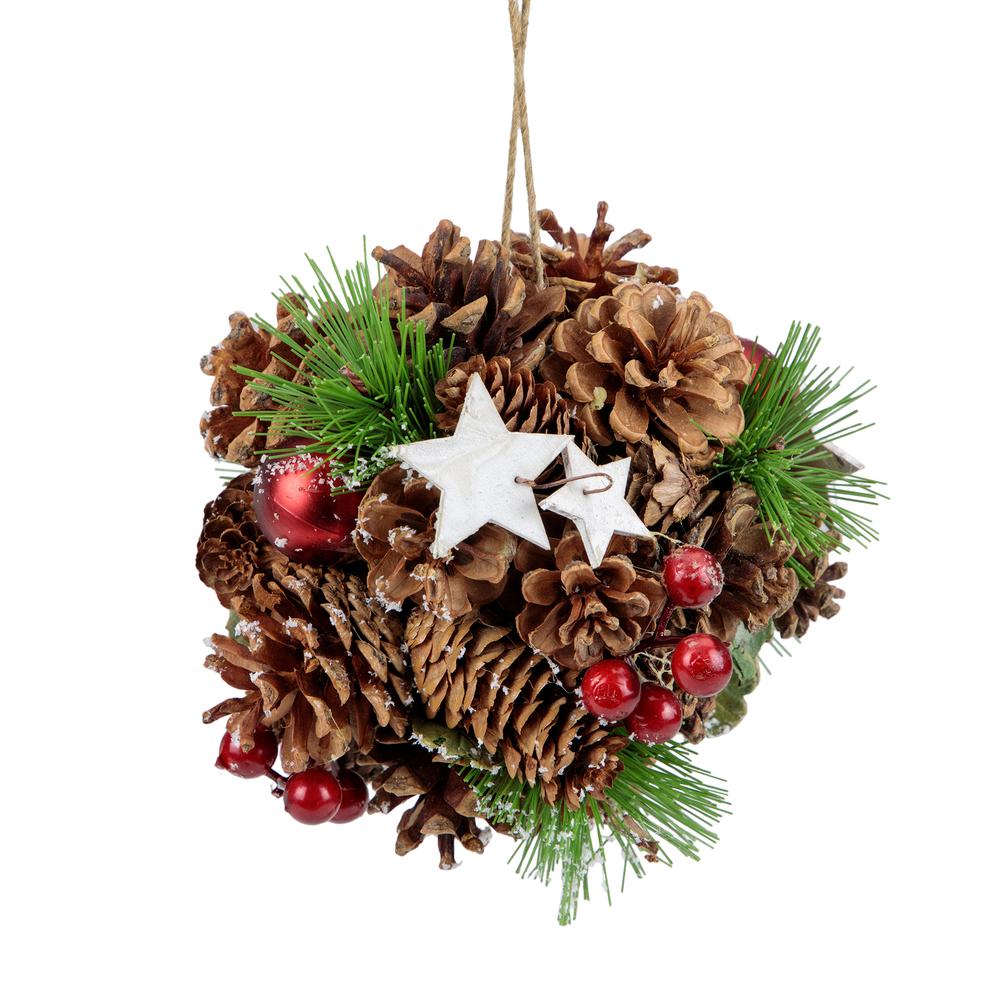 6" Pine Cones  Stars and Balls Hanging Christmas Ornament. Picture 1