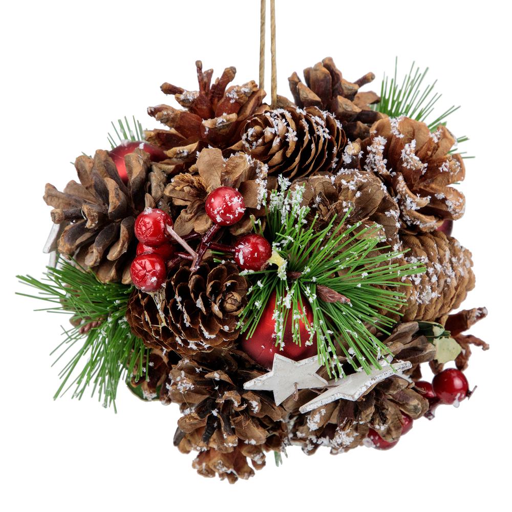 6" Pine Cones  Stars and Balls Hanging Christmas Ornament. Picture 2