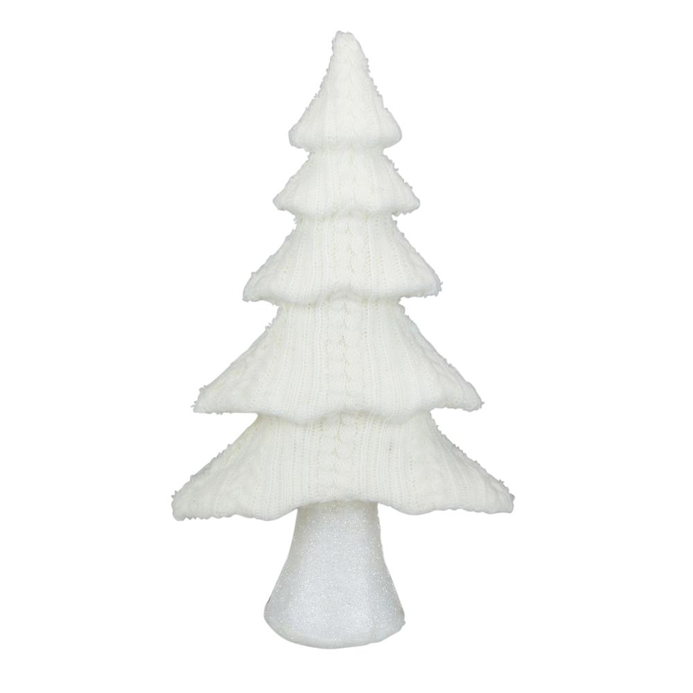 16.75" Cream Cable Knit Christmas Tree Tabletop Decoration. Picture 1