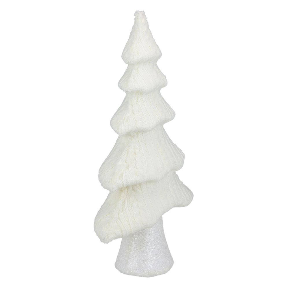 16.75" Cream Cable Knit Christmas Tree Tabletop Decoration. Picture 4