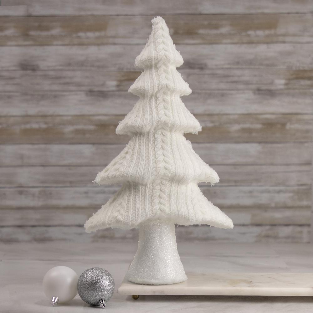 16.75" Cream Cable Knit Christmas Tree Tabletop Decoration. Picture 2