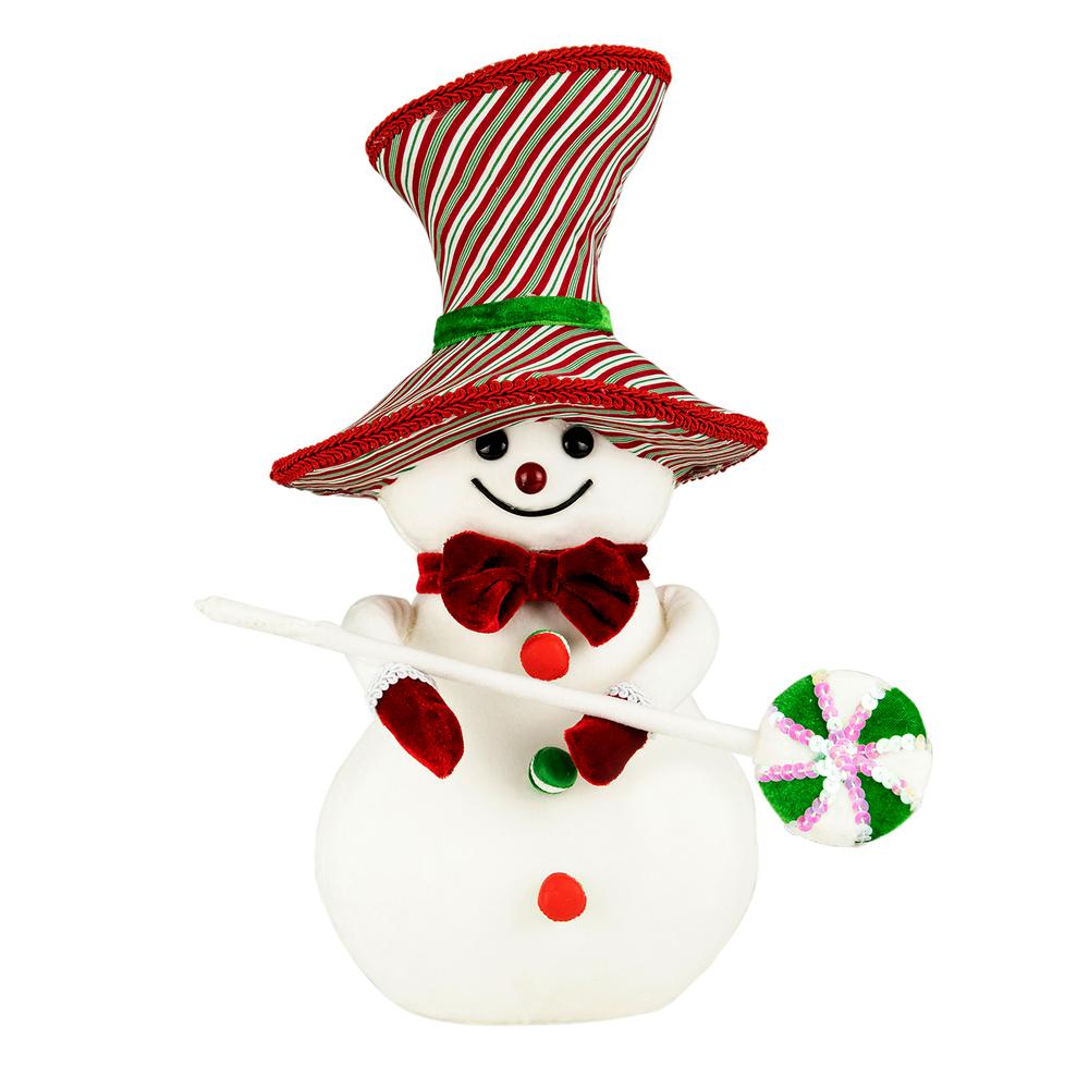 15" Snowman with Lollipop Christmas Decoration. Picture 1