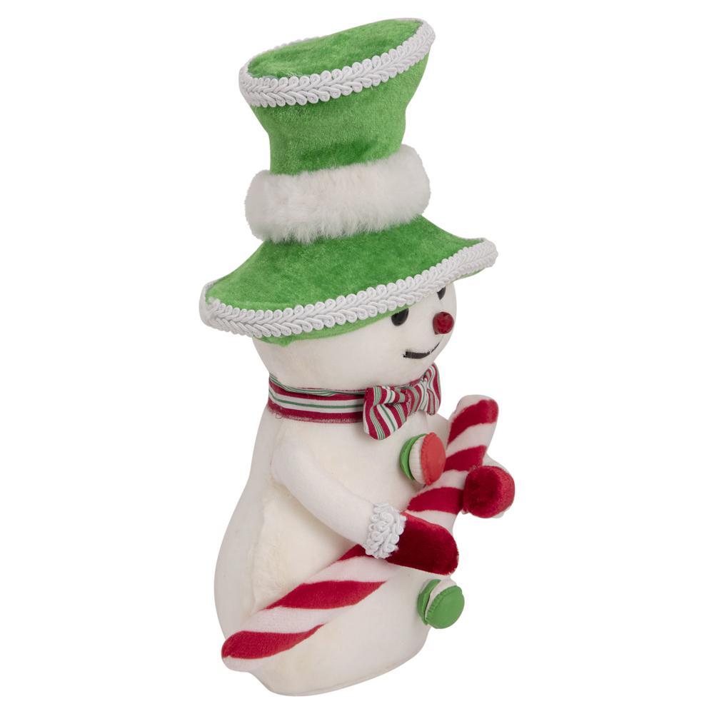 10" Snowman with Candy Cane Christmas Figure. Picture 3