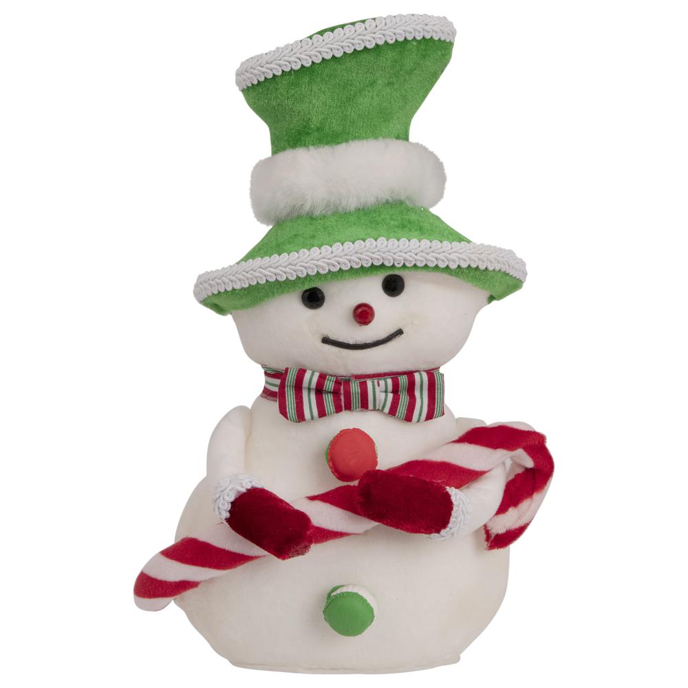 10" Snowman with Candy Cane Christmas Figure. Picture 1