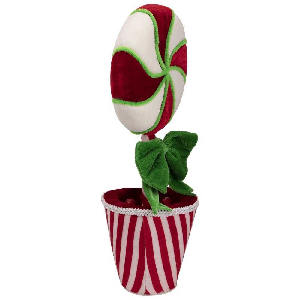 16.5" Plush Potted Peppermint Twist Lollipop Christmas Decoration. Picture 3