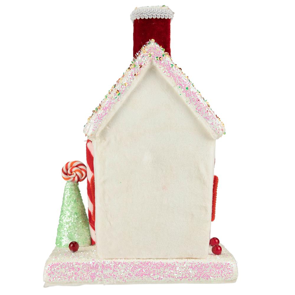 11" White and Red Peppermint Candy House Christmas Decoration. Picture 6