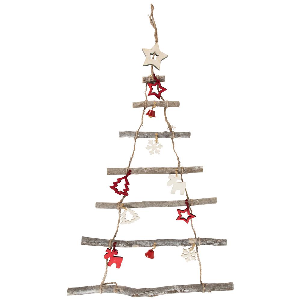 27" Wood Twig Tree Wall Hanging with Ornaments. Picture 1
