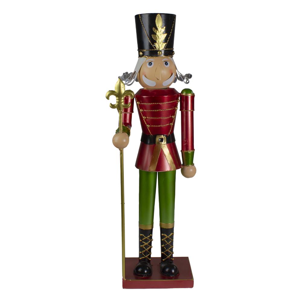 23.75" Red and Green Metal Nutcracker Soldier Christmas Decoration. Picture 1