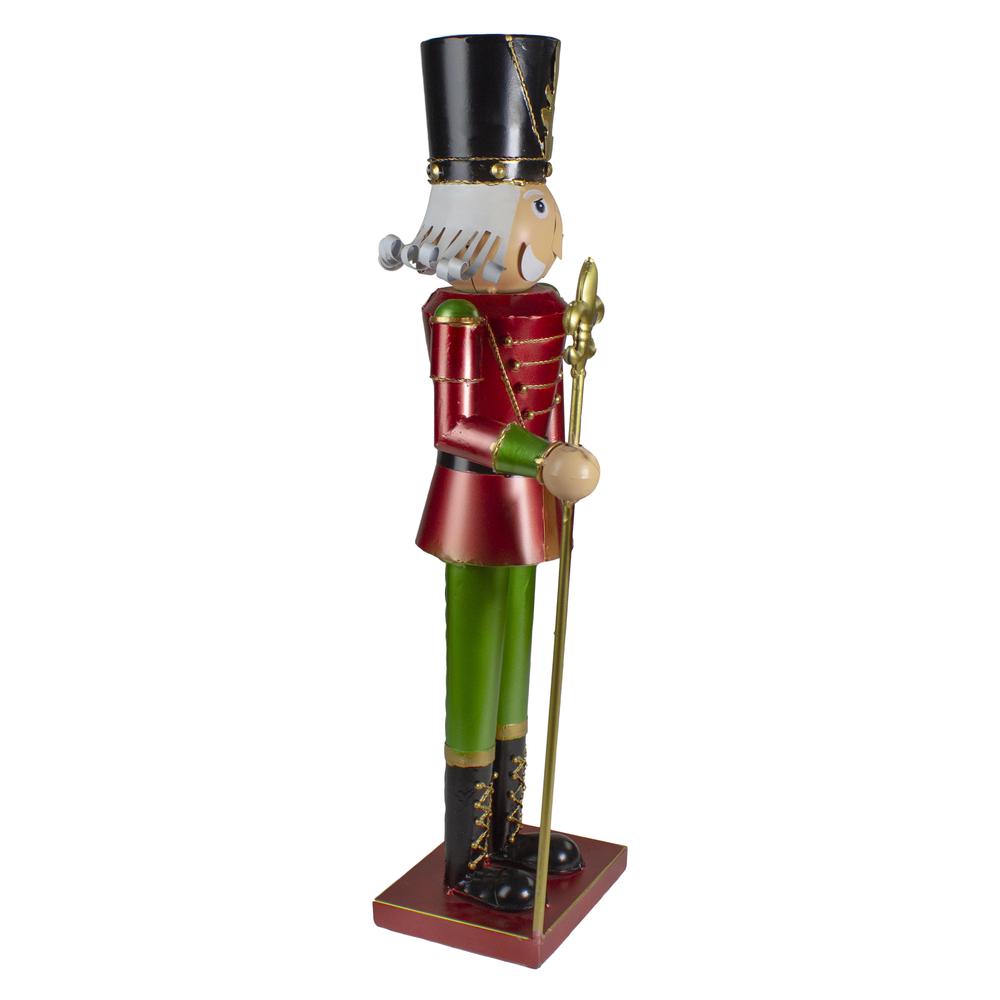 23.75" Red and Green Metal Nutcracker Soldier Christmas Decoration. Picture 3