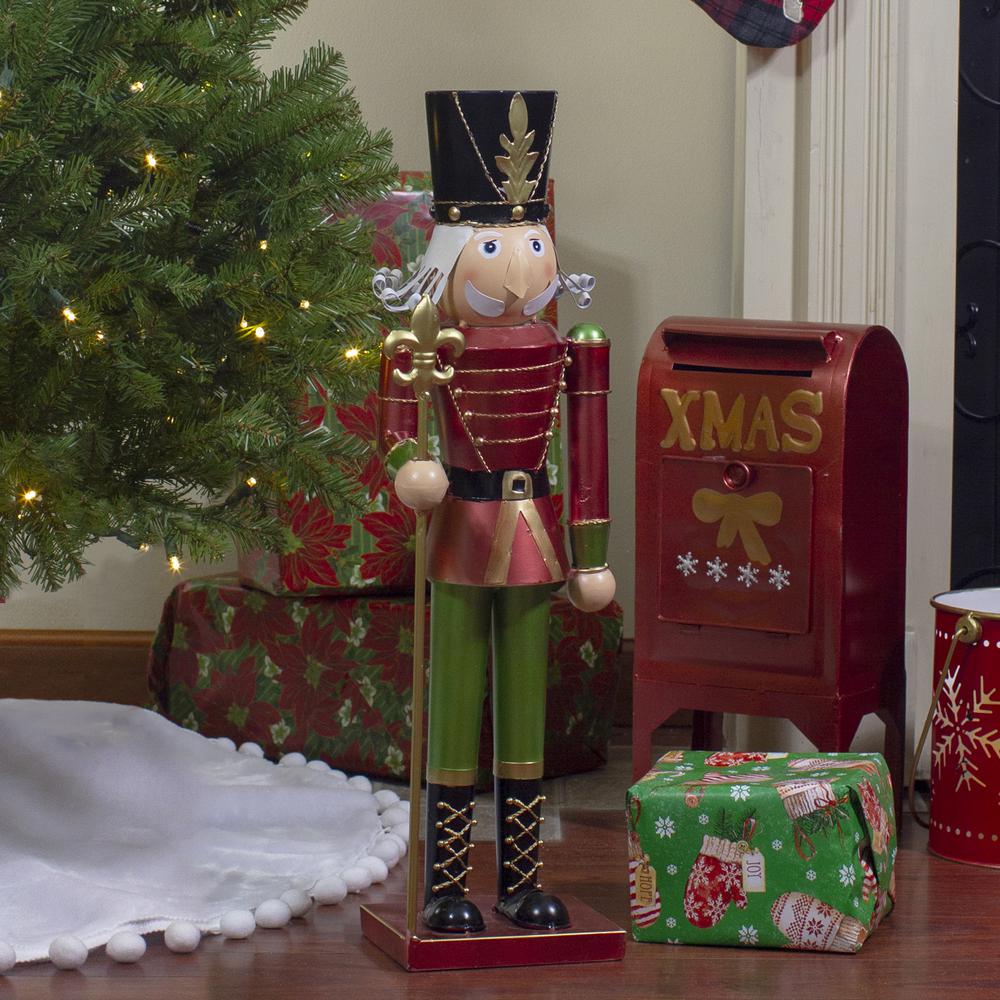 23.75" Red and Green Metal Nutcracker Soldier Christmas Decoration. Picture 2