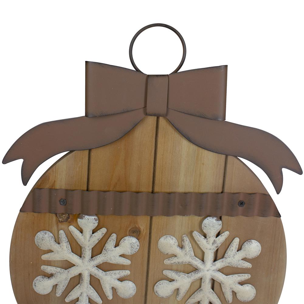 16" Rustic Brown Snowflakes Christmas Ornament Wall Sign. Picture 3