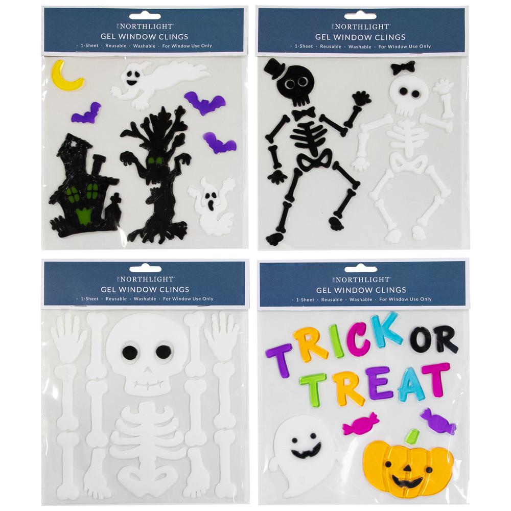 Set of 4 Double Sided Halloween Gel Window Clings. Picture 1