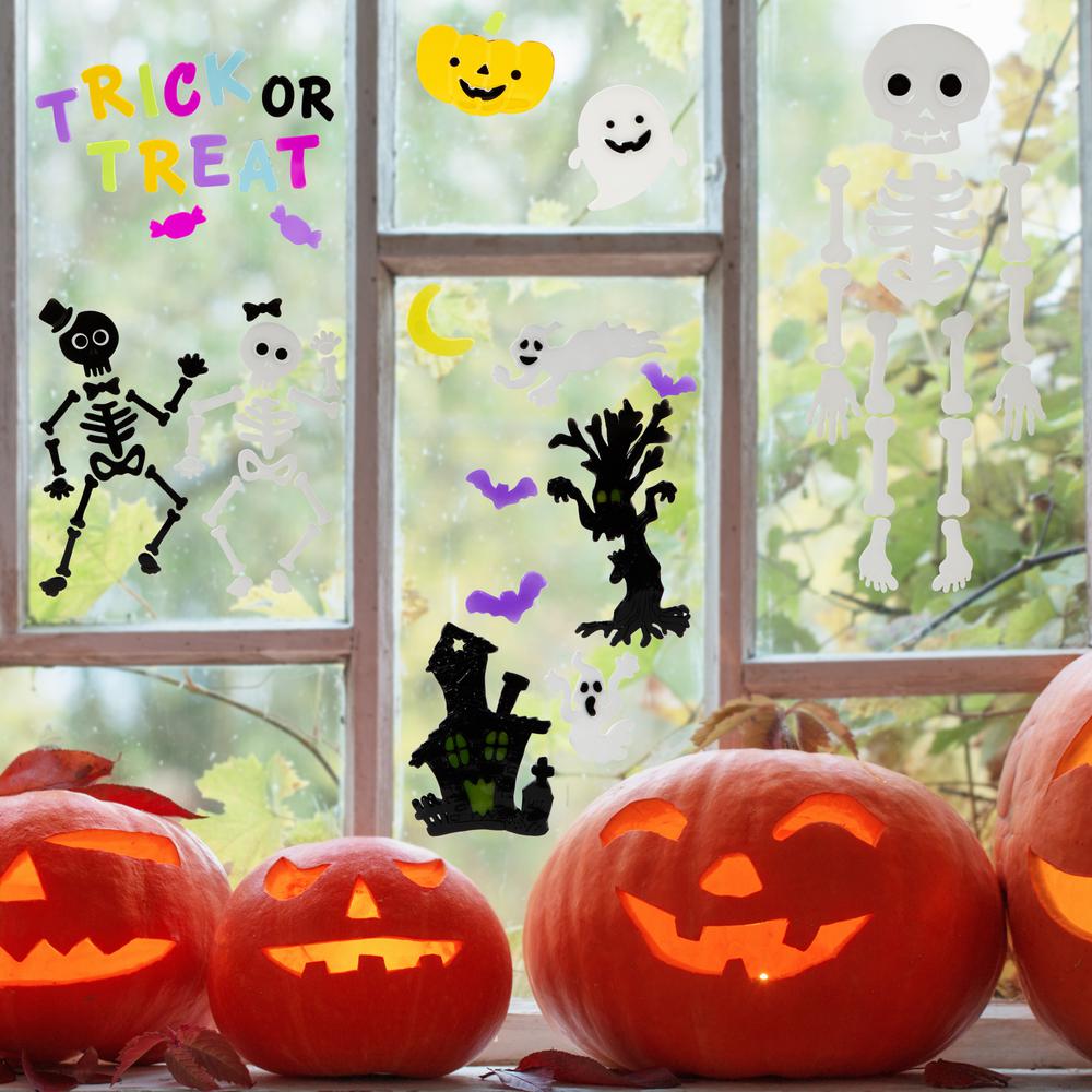 Set of 4 Double Sided Halloween Gel Window Clings. Picture 5